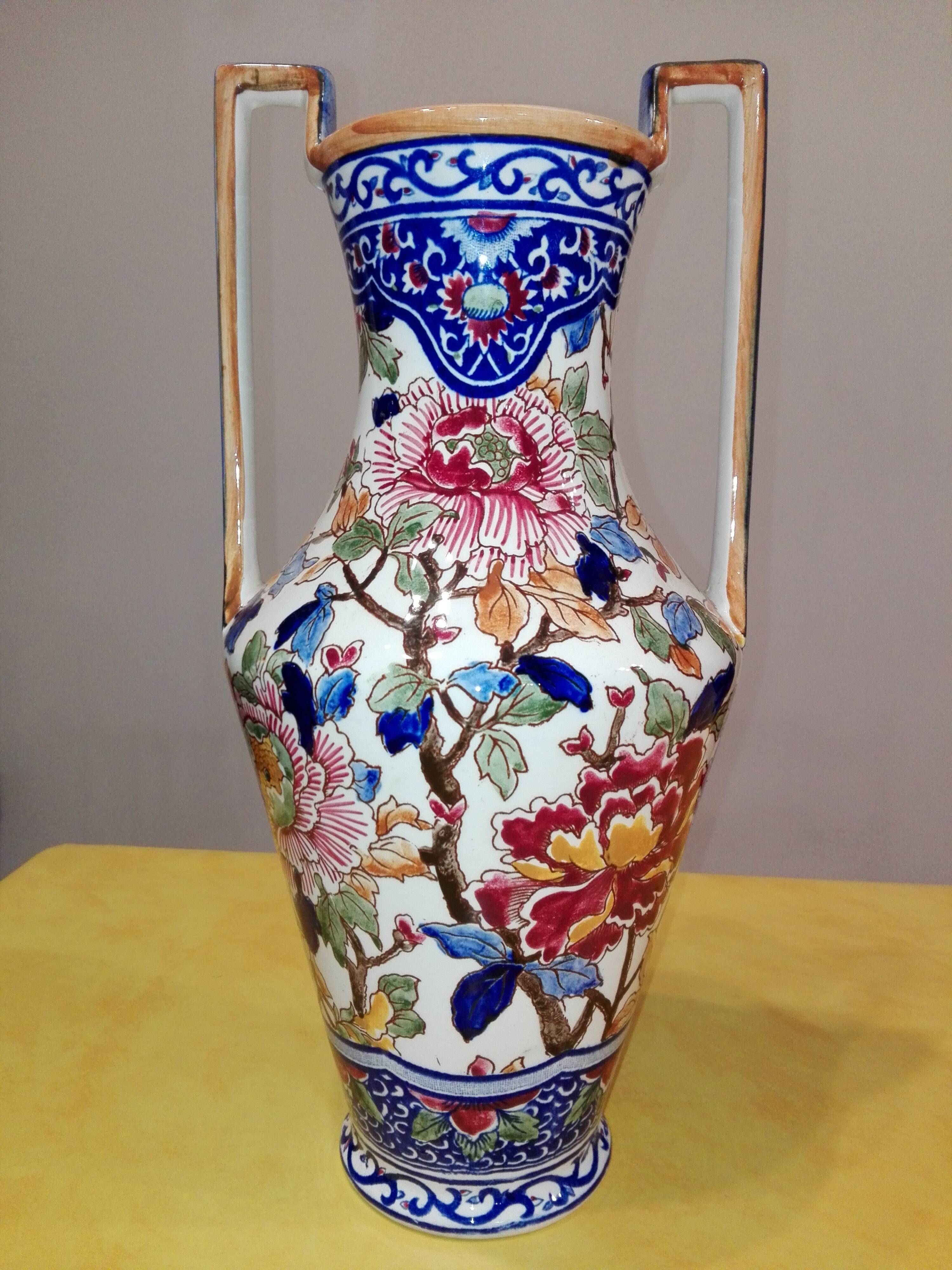 Vase amphora gien peonies