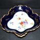 Cobalt blue polylobed basket bowl in LIMOGES Pallas porcelain 1930-40