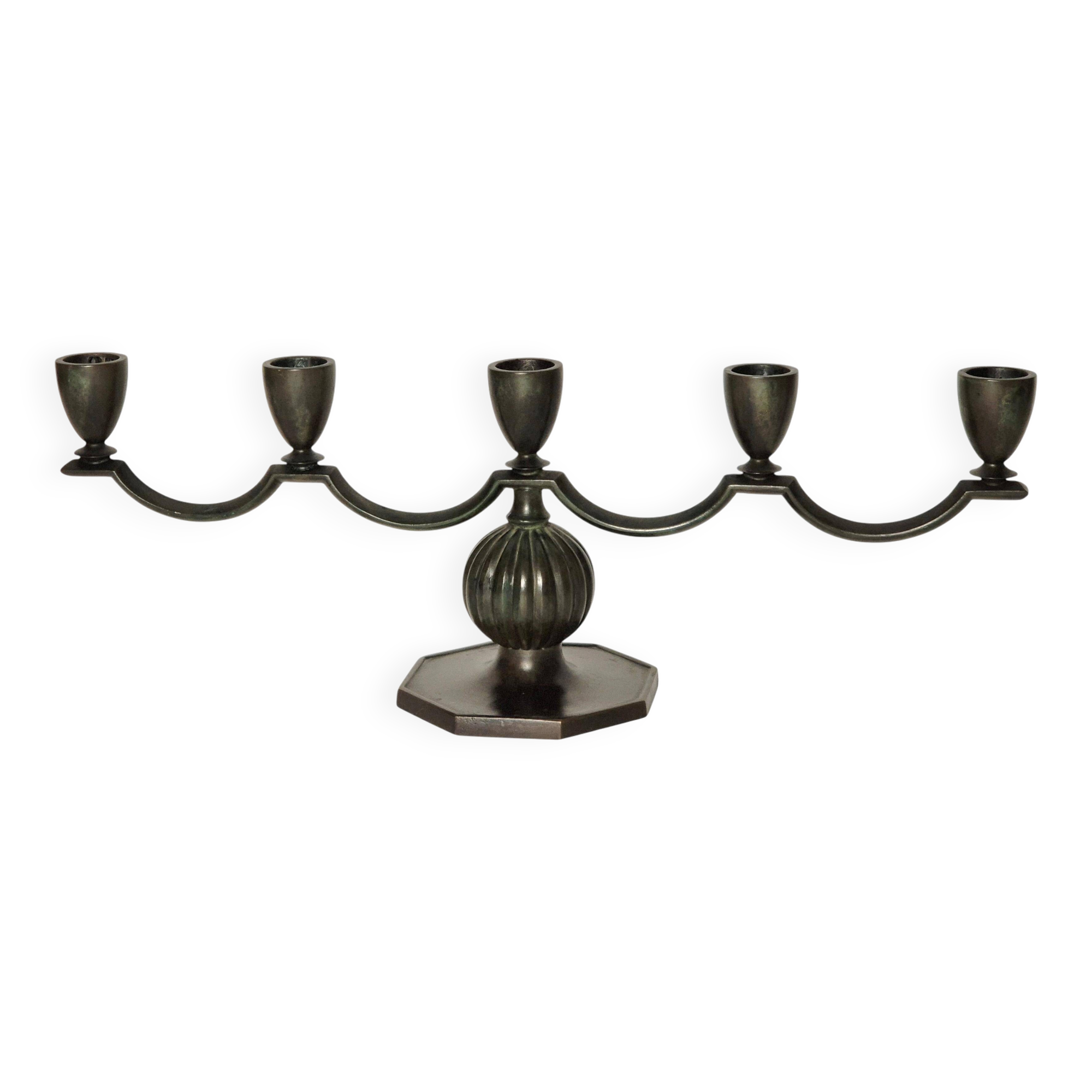 Elegant Swedish Grace Candelabra in Solid Bronze by Jacob Ängman, GAB