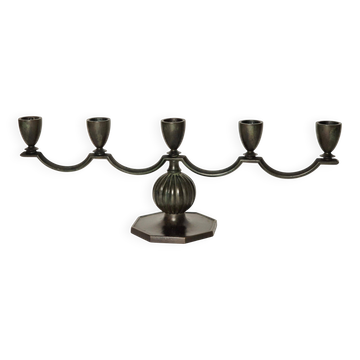Elegant Swedish Grace Candelabra in Solid Bronze by Jacob Ängman, GAB