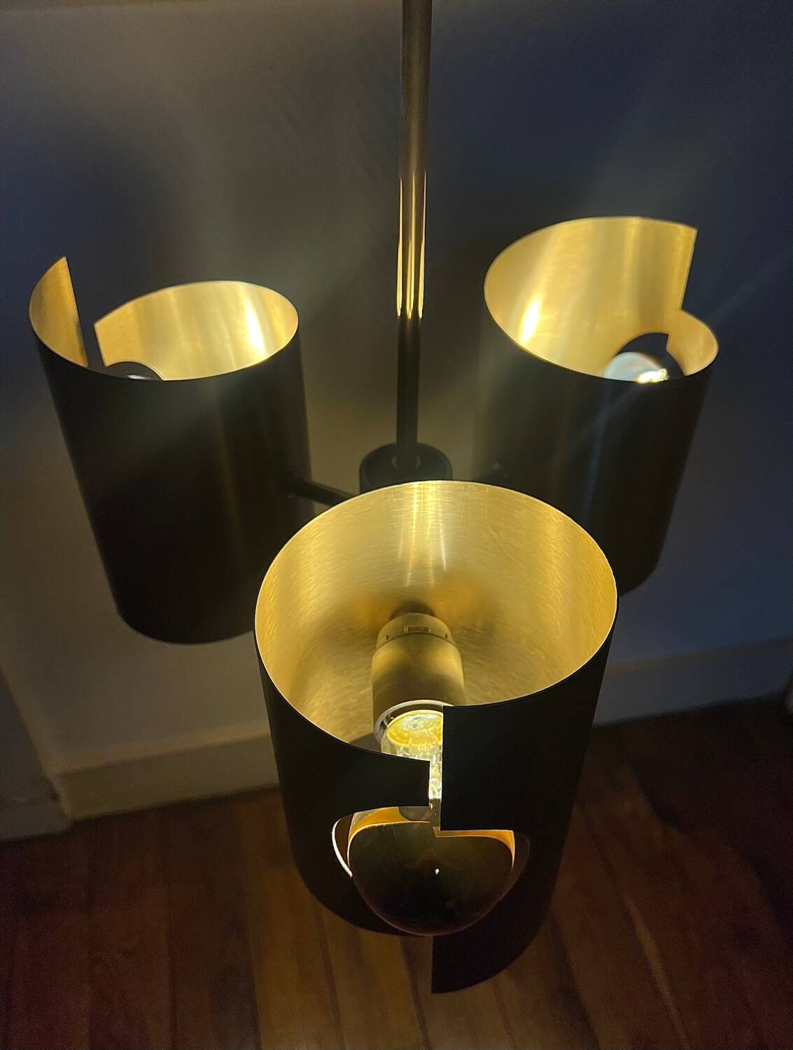 Lustre/suspension space age vintage 1970 alu brosse doree