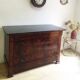 Commode Louis Philippe bois et marbre noir, 4 tiroirs