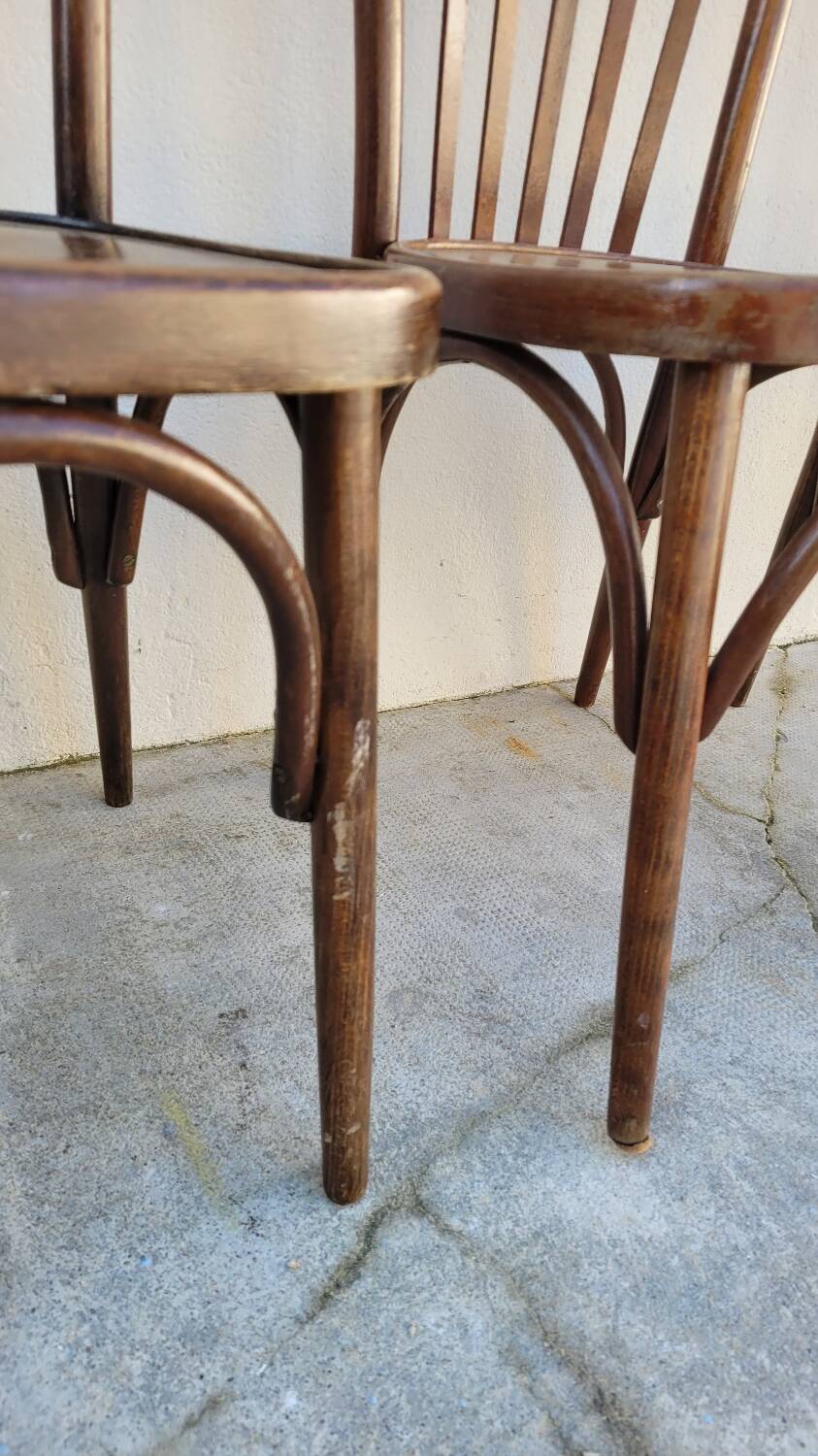 Set of 4 vintage Baumann style bistro restaurant chairs 1950s