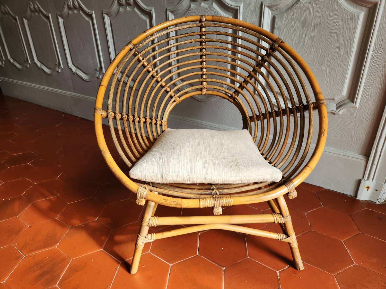 Large rattan armchair from the 70s