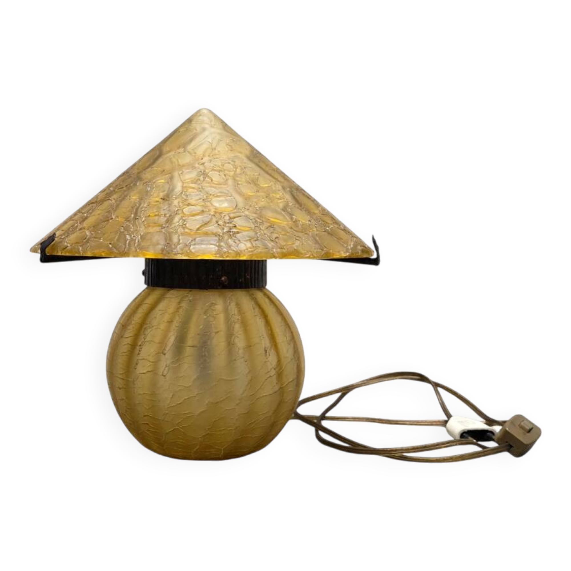 French Art Deco Glass Mushroom Table Lamp, 1920/30s