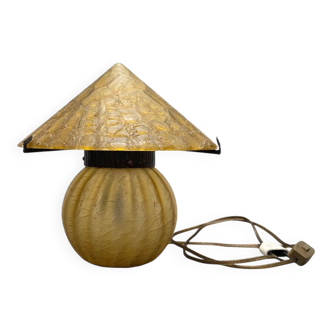 French Art Deco Glass Mushroom Table Lamp, 1920/30s