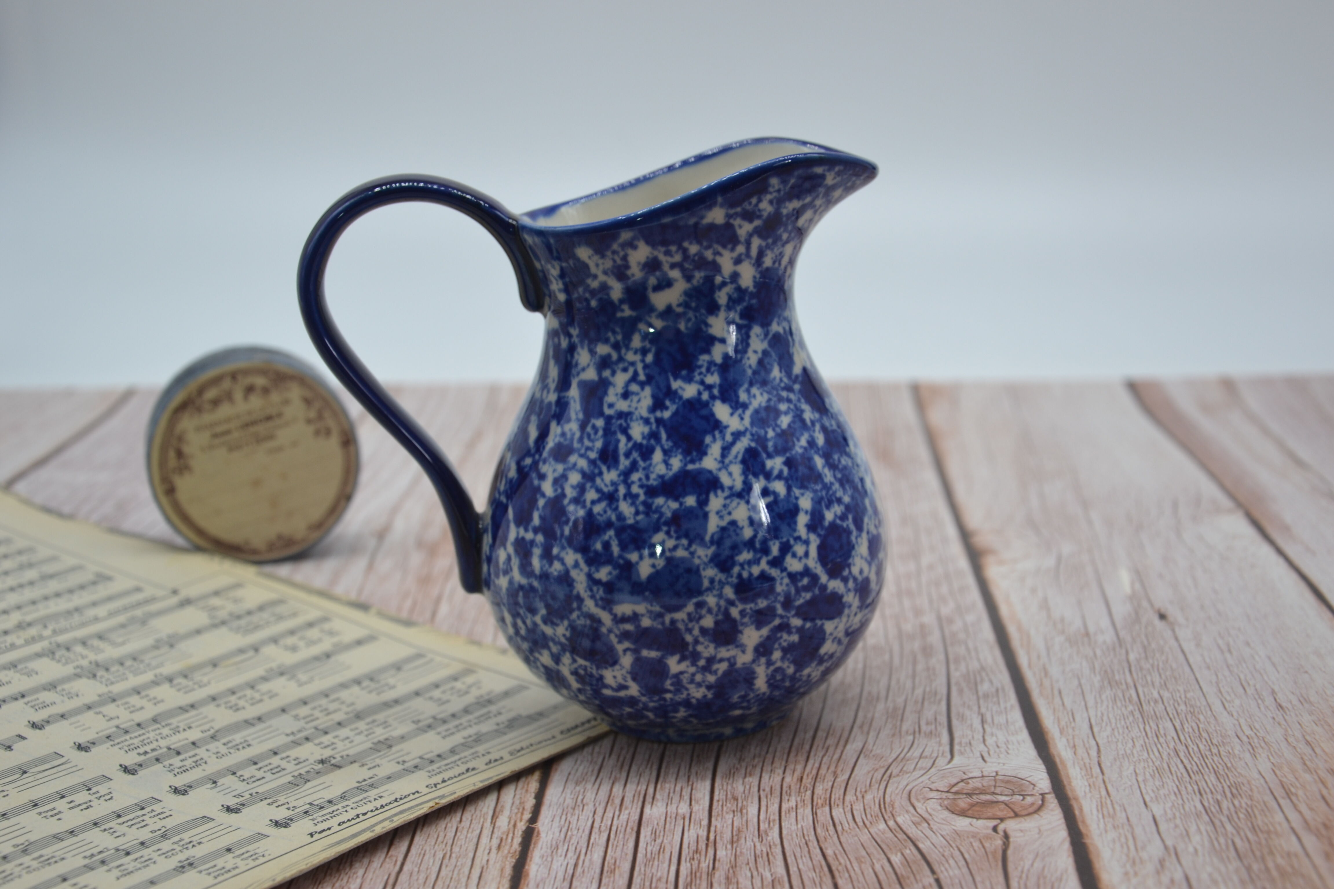 Blue and white milk pitcher London Pottery