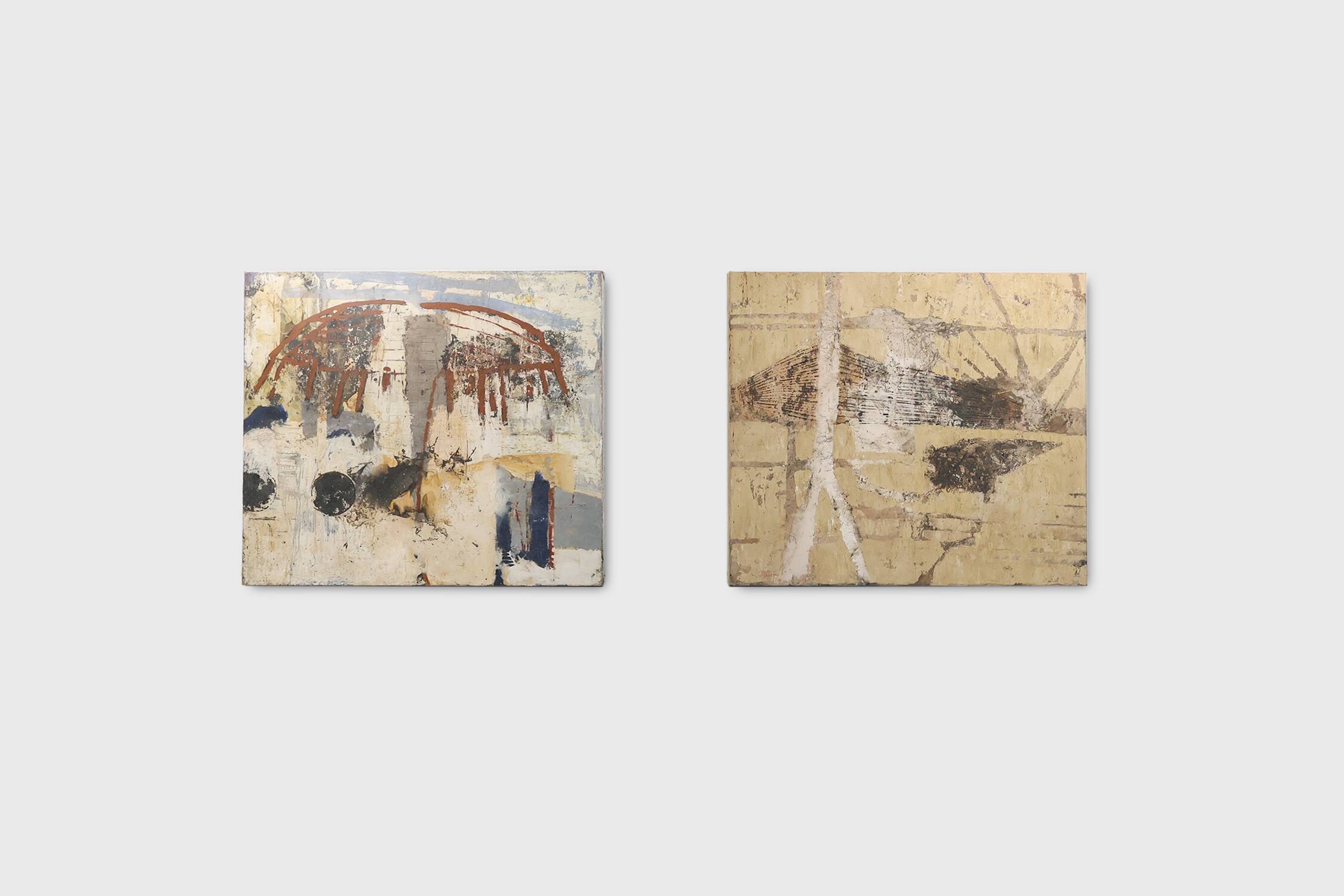 Set of 2 abstract paintings titled “Fyrhat” by the Belgian Artist Nico de G