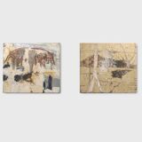 Set of 2 abstract paintings titled “Fyrhat” by the Belgian Artist Nico de G