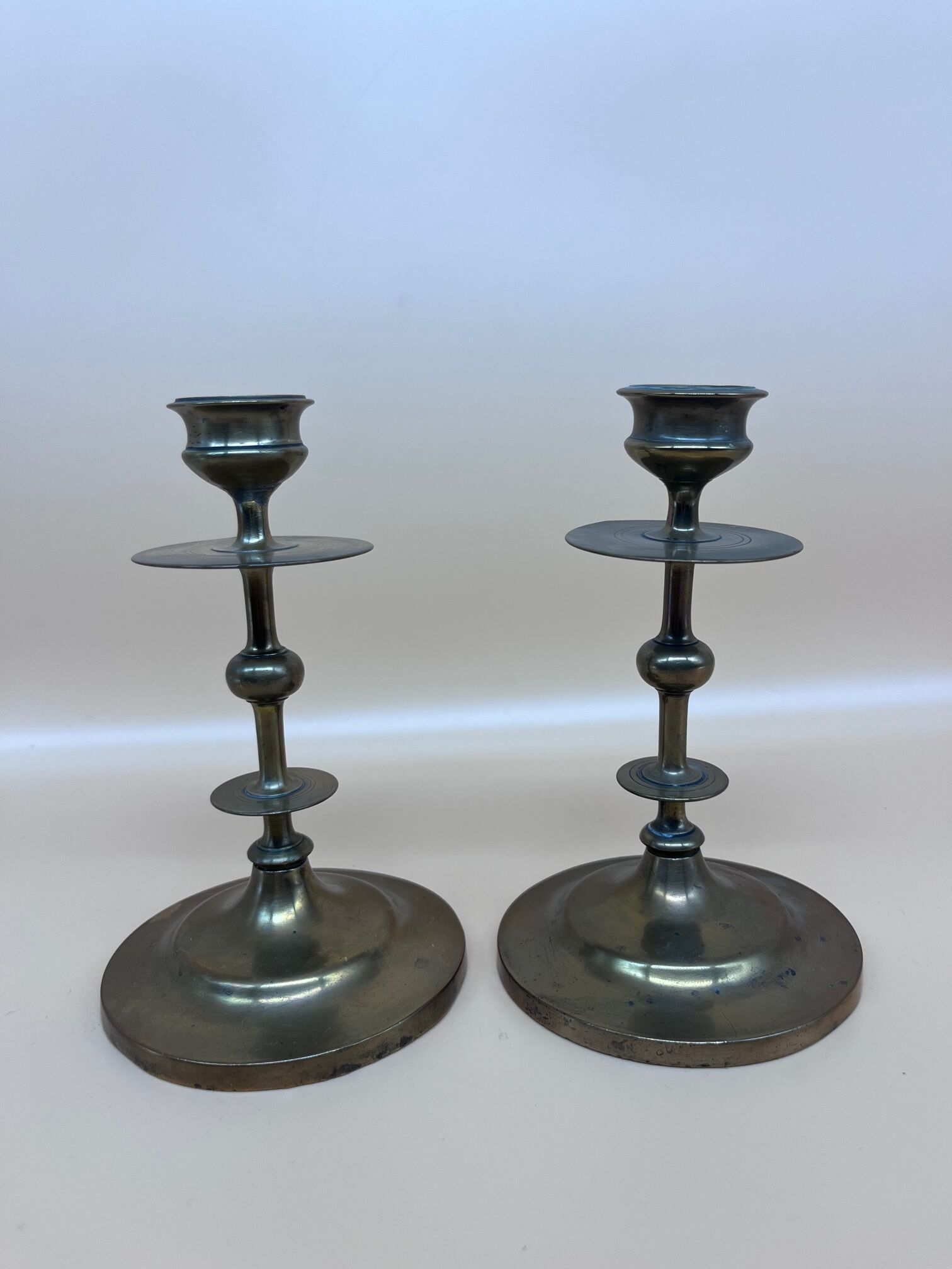 Pair of brass candle holders