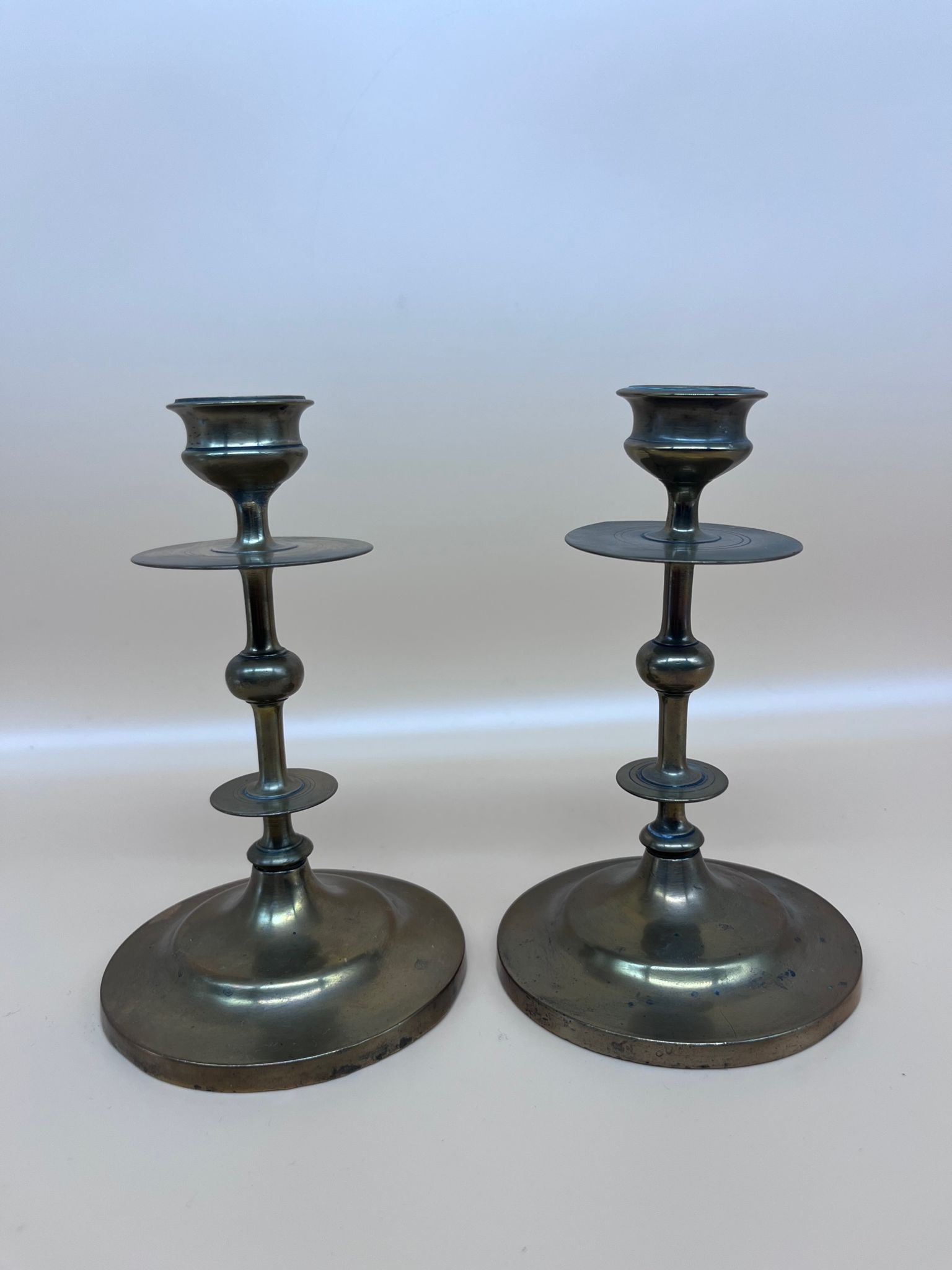Pair of brass candle holders