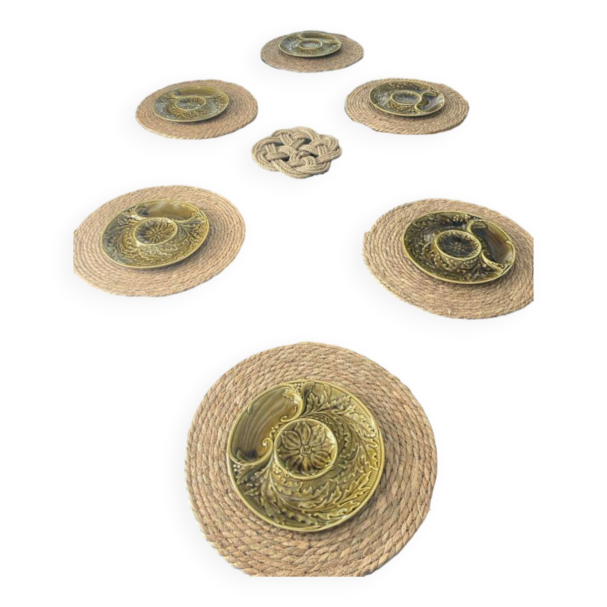 Set of 6 gien artichoke barbotine plates