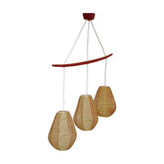 Lustre scandinave, teck, corde, rhodoide, 1960