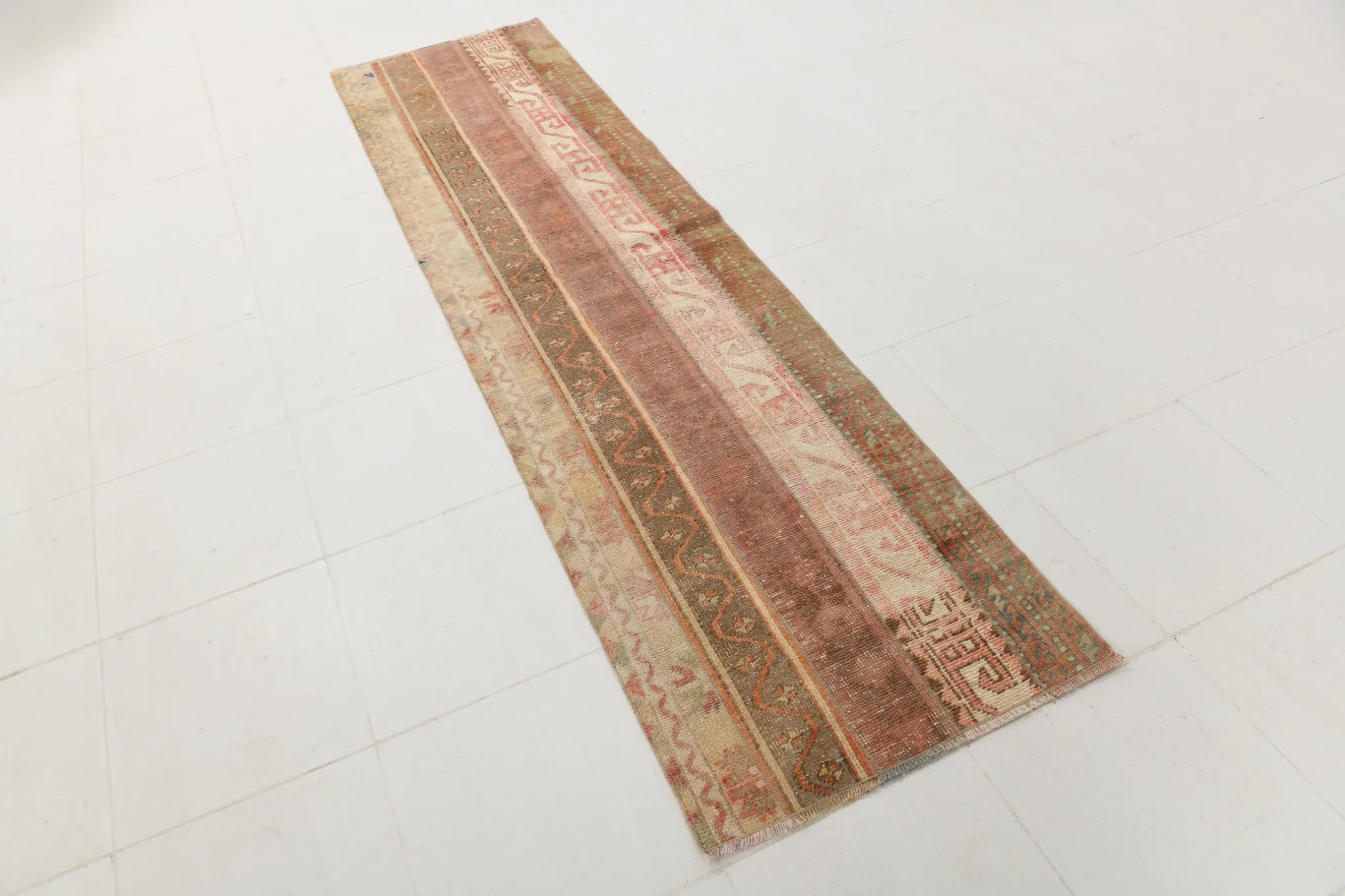 Red Brown Persian Runner Rug, Vintage Handmade Hallway Decor, 72x278cm