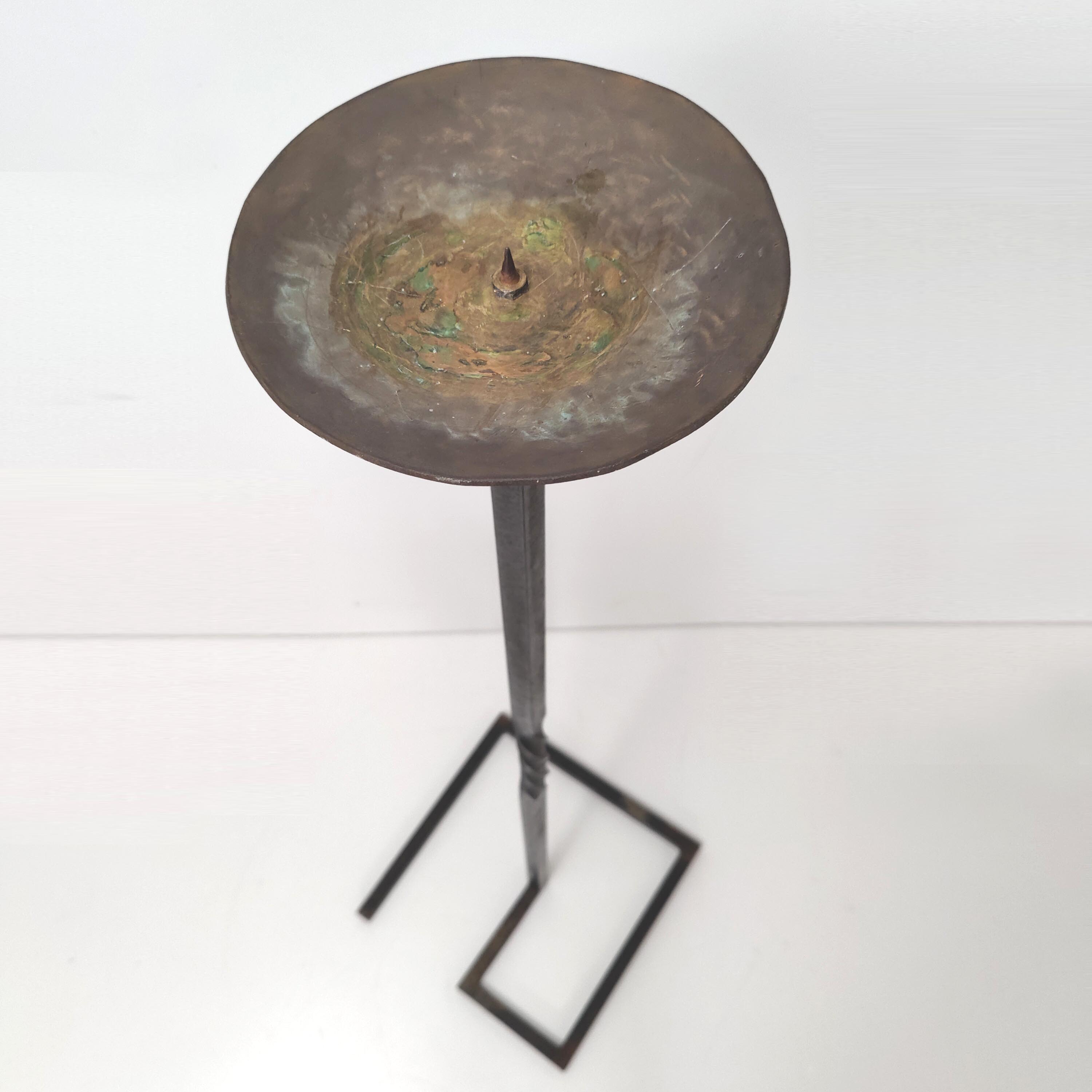 Candlestick pique candle 1950 metal and brass height 124cm