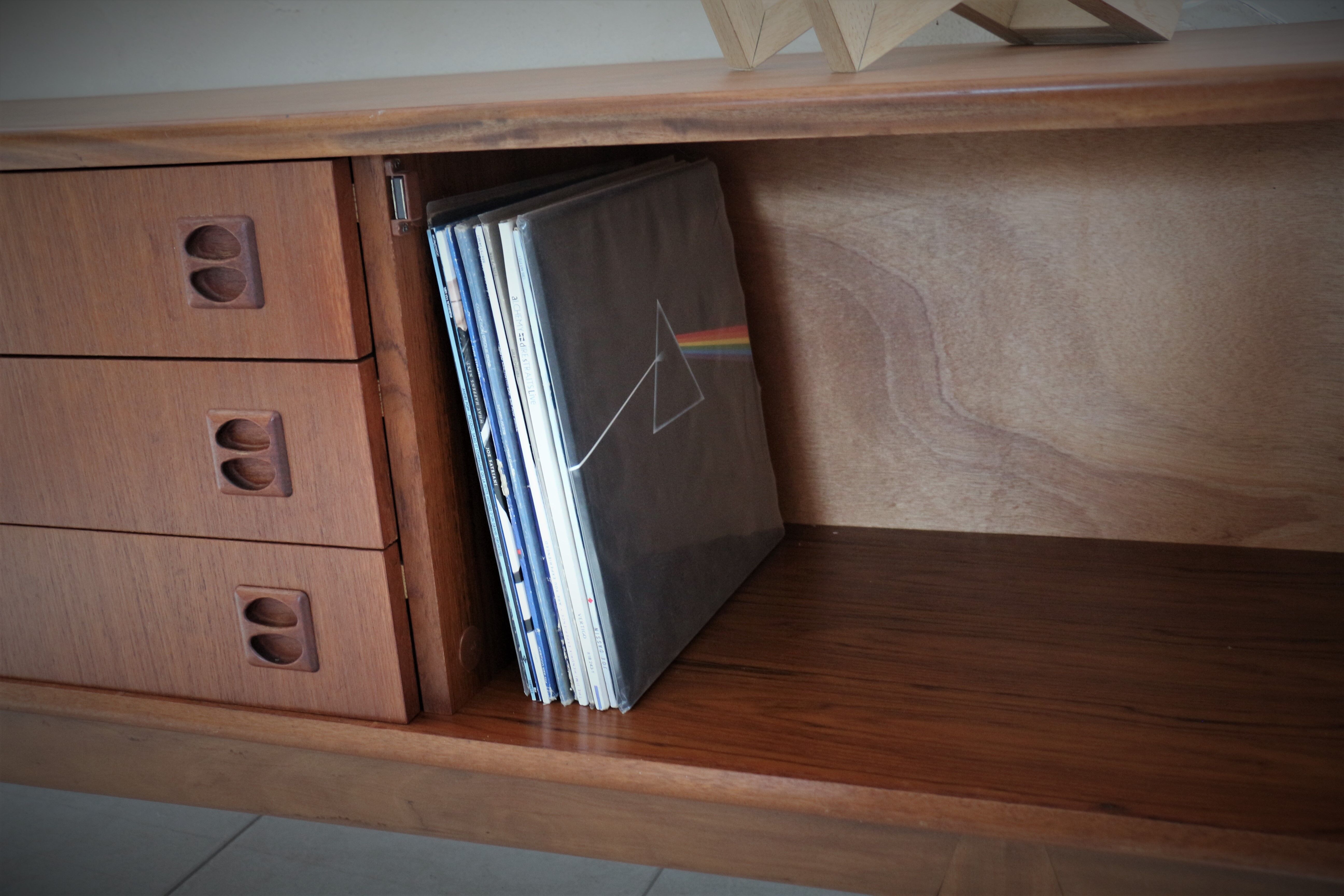 Scandinavian sideboard in teak and teak veneer in the late 60s