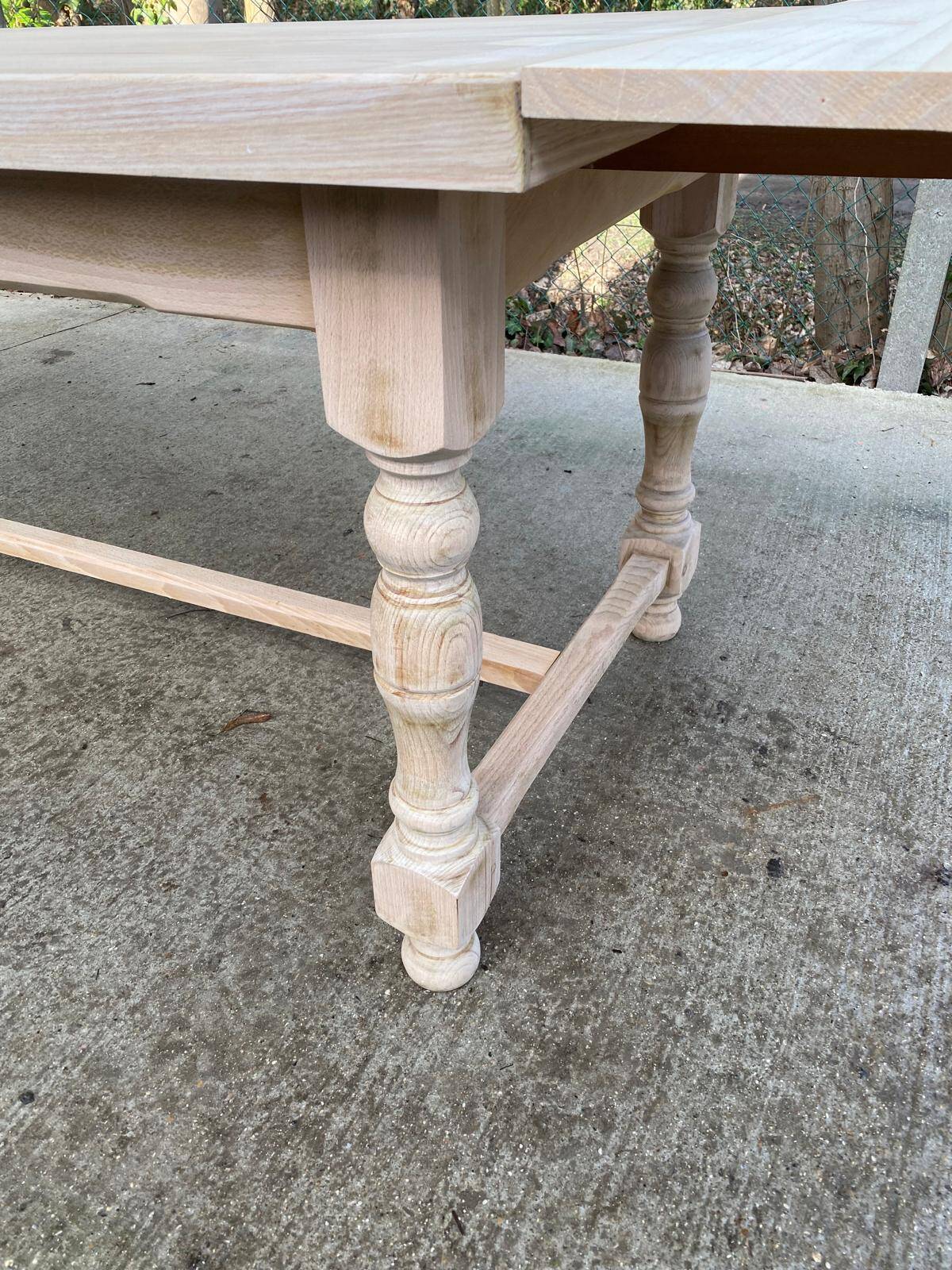 Renovated extendable farmhouse table in raw oak 280cm