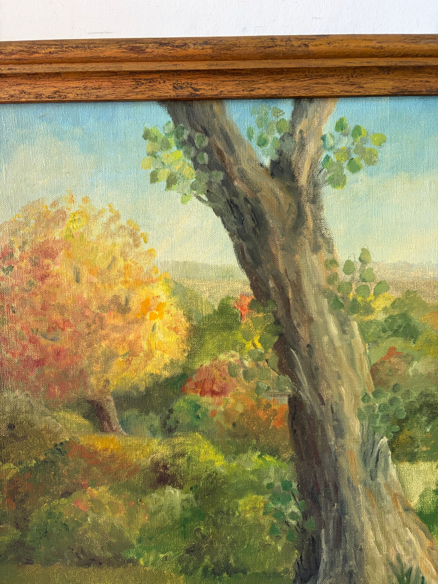L’arbre des saisons, huile sur toile signé Hildegarde, 1977