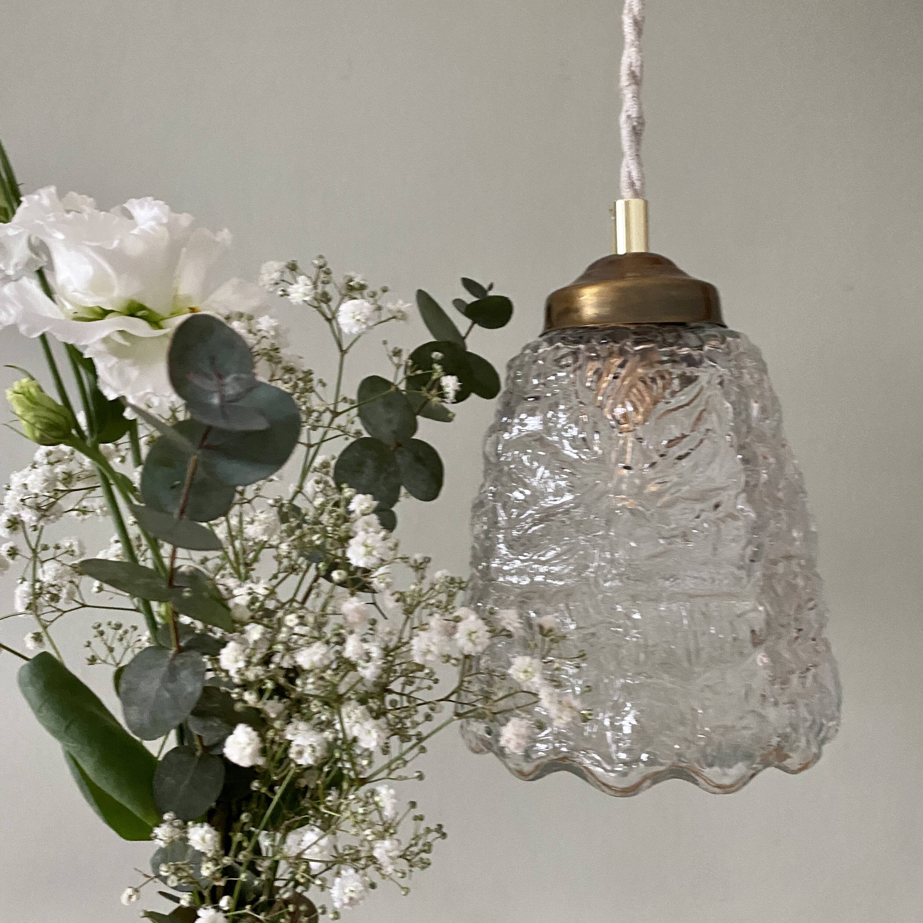 Vintage globe pendant in molded glass