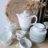 Vintage white and aqua tea service - gold trim - Luneville