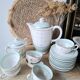Vintage white and aqua tea service - gold trim - Luneville