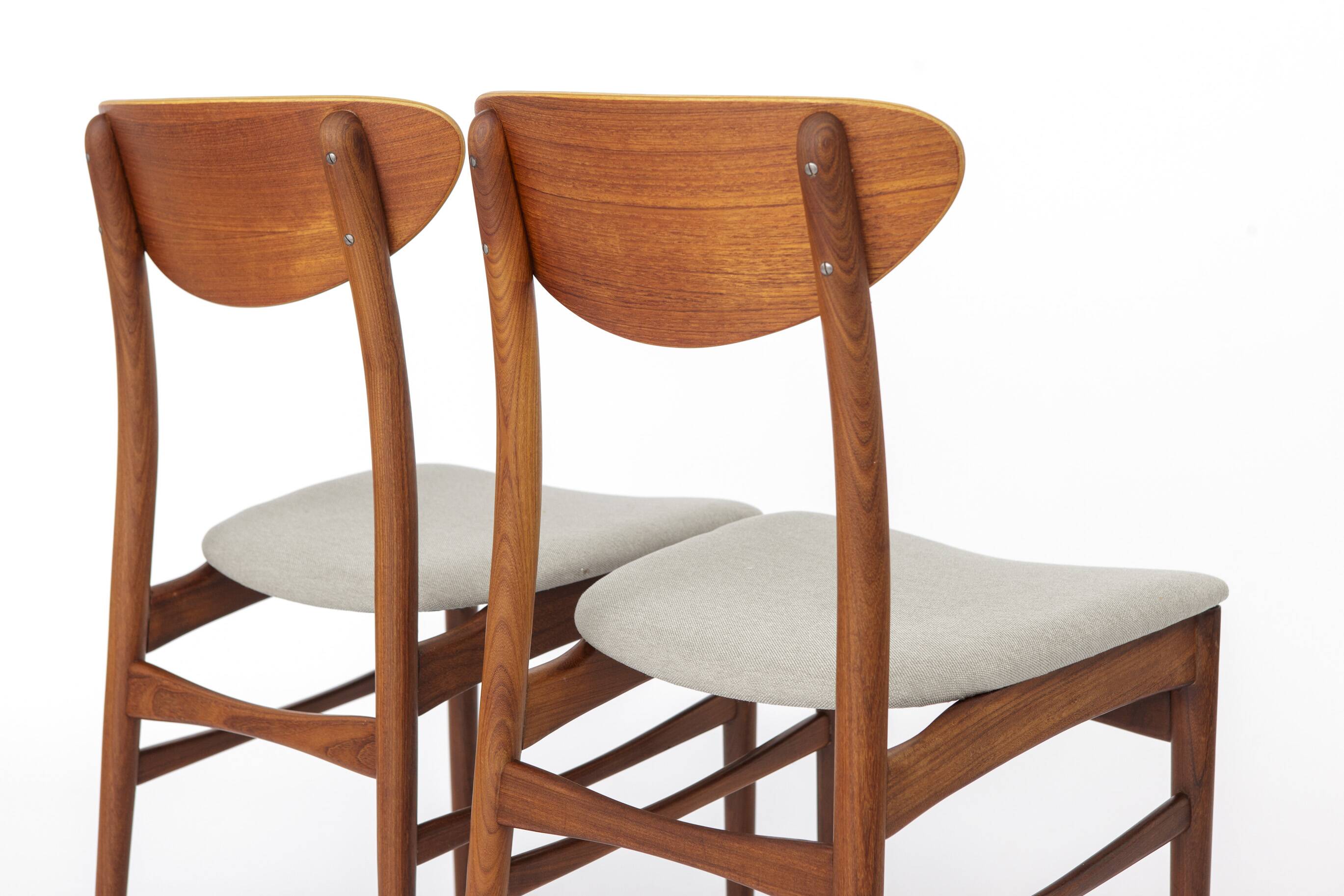 Vintage Danish Teak Dining Chairs, Set of 4, 1960s Scandinavian Mid Century