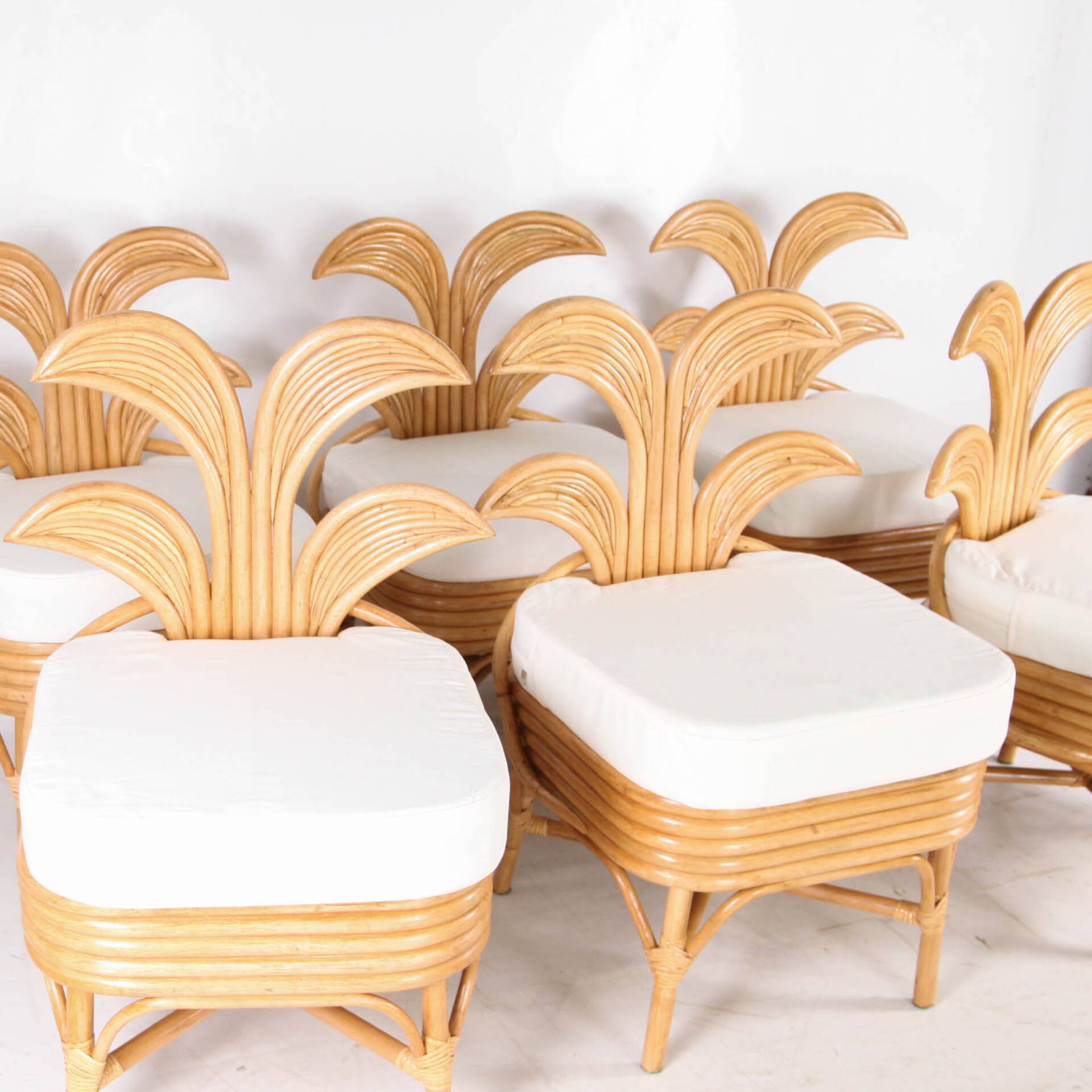 Set of 6 rattan chairs "palm tree"