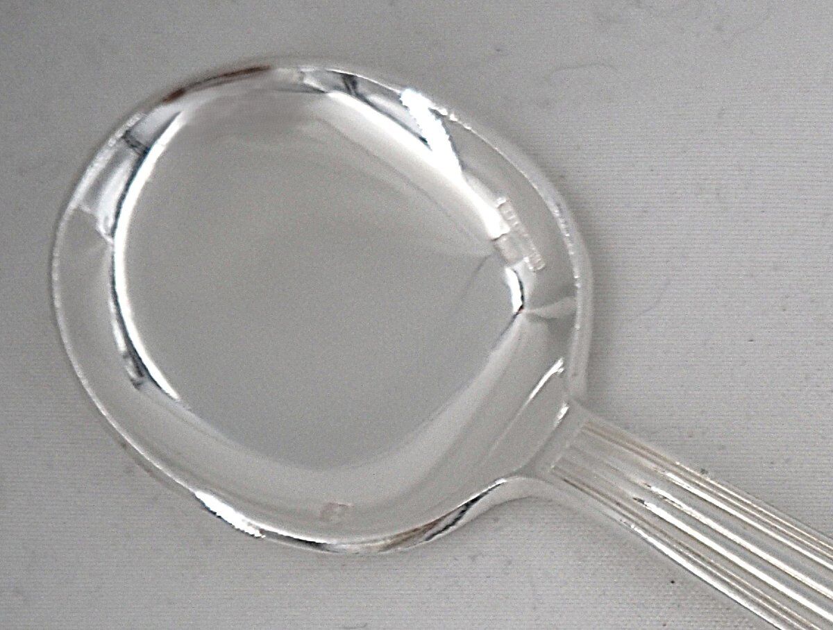 Christofle Mira, Ondulation, 12 spoons, silver-plated ice scoops, excellent condition.