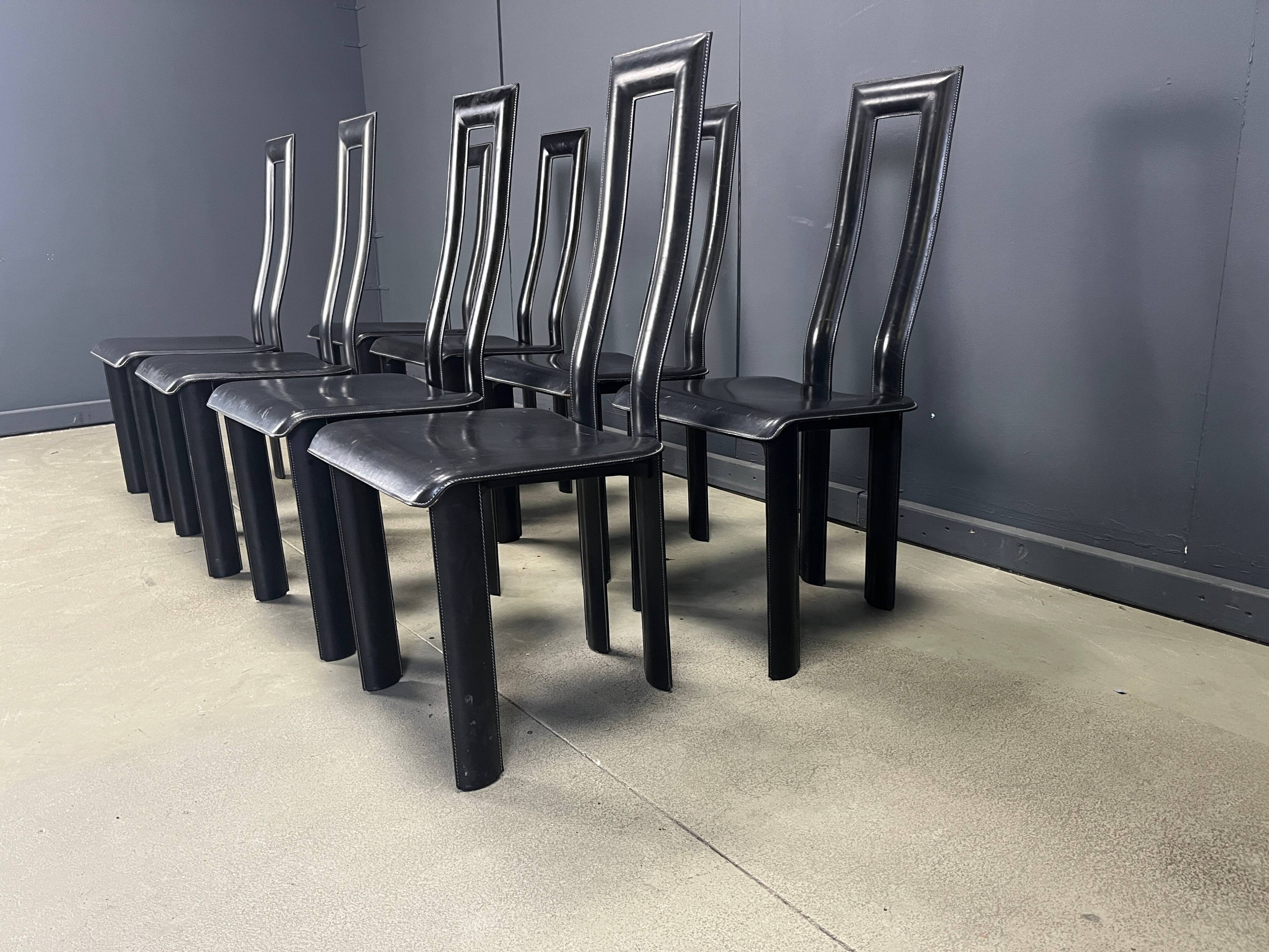 Italian Model Regia Dining Chairs by Antonello Mosca for Ycami, 1980s, Set of 8