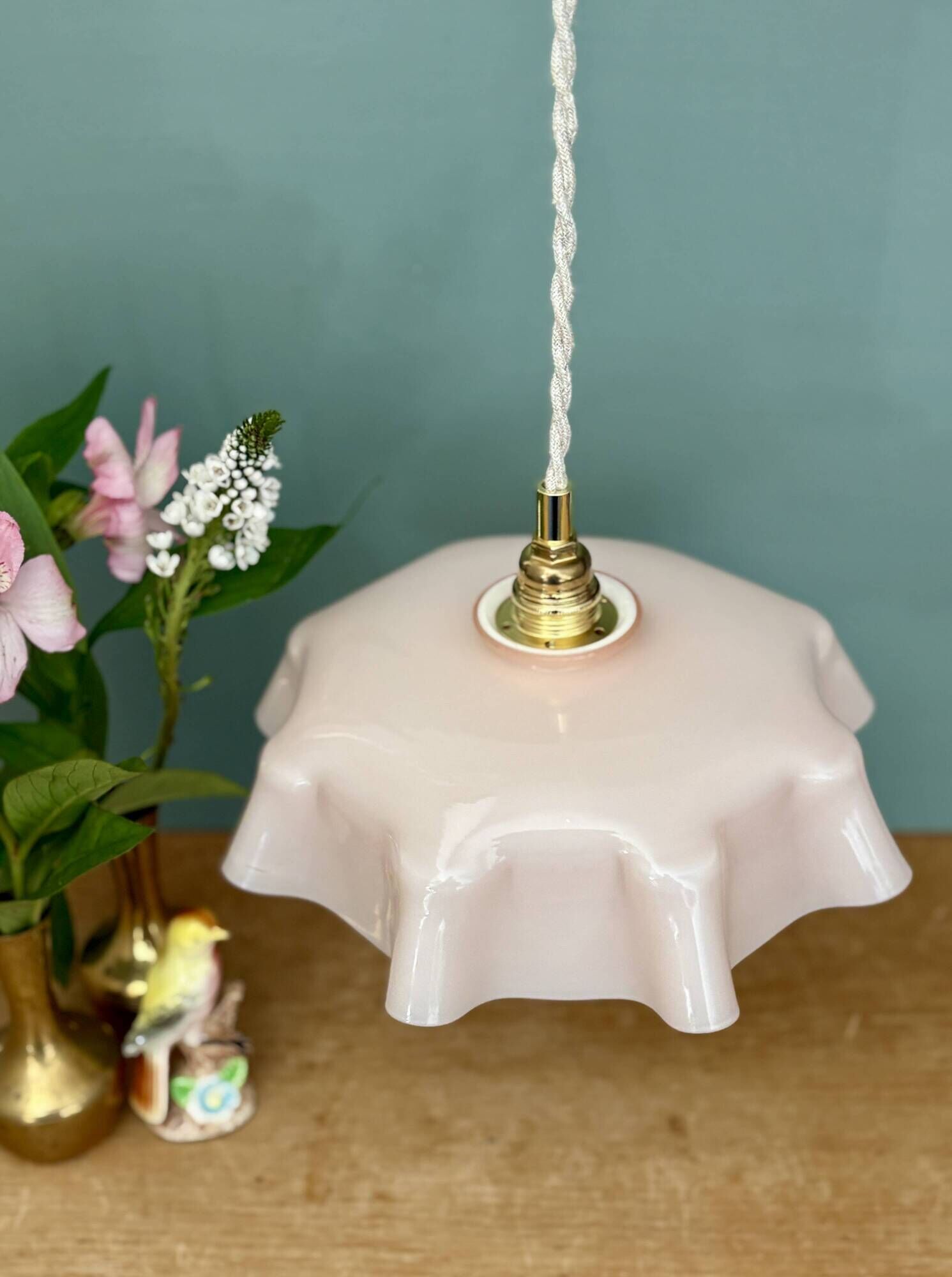 Vintage pink opaline pendant light