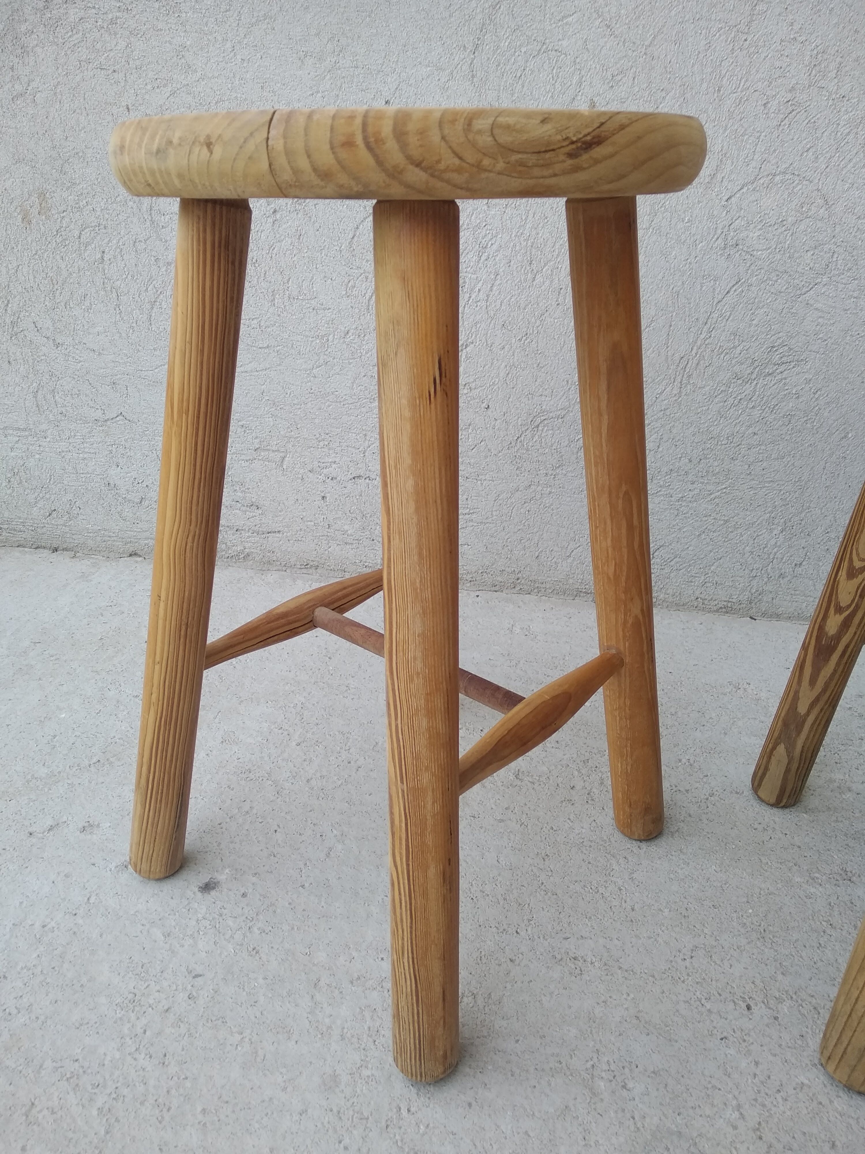 Set of 2 vintage pine stools
