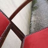 Bridge chair in red ribbed fabric