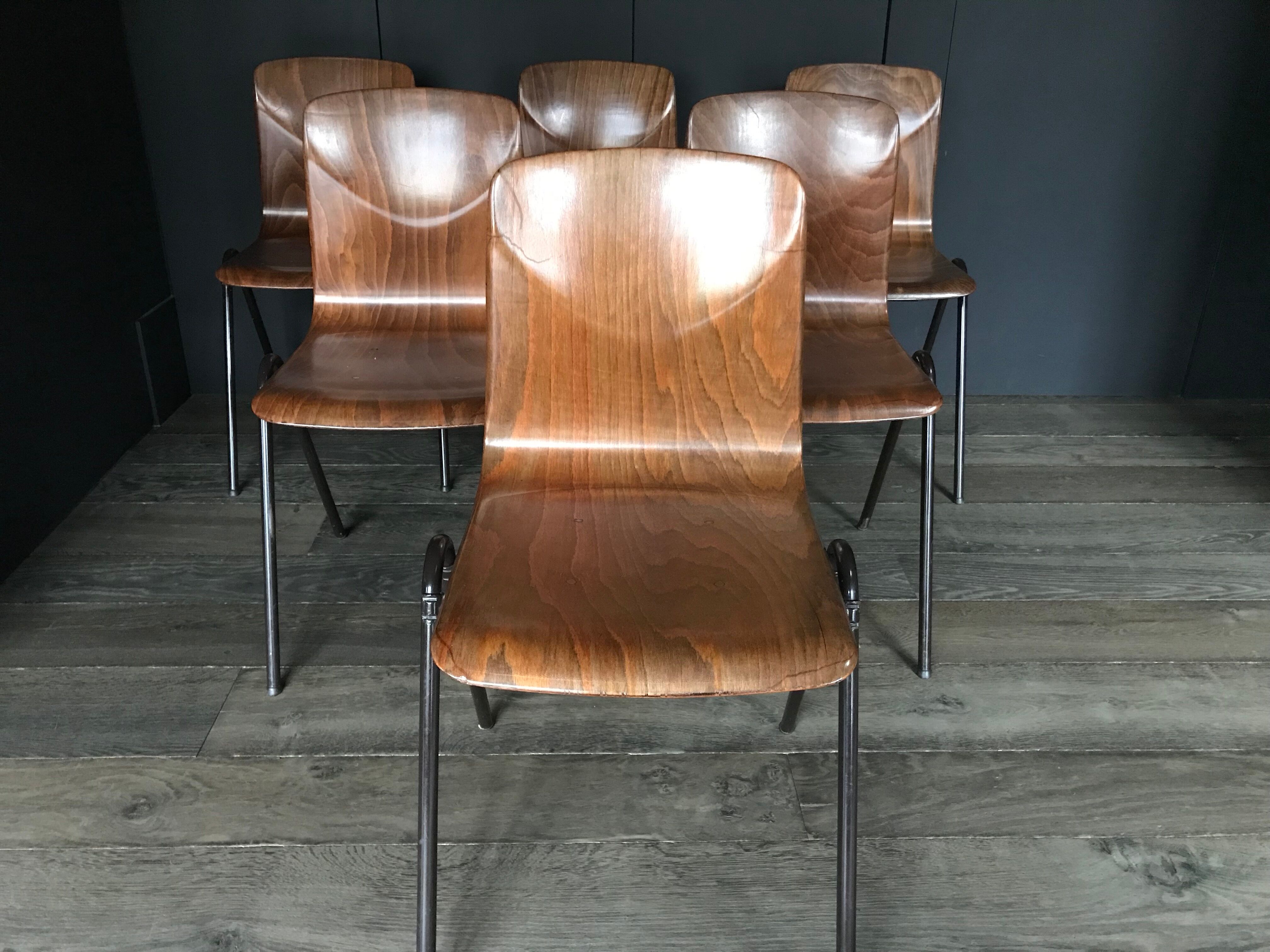 Set of 6 chairs design Friso Kraemer 1950