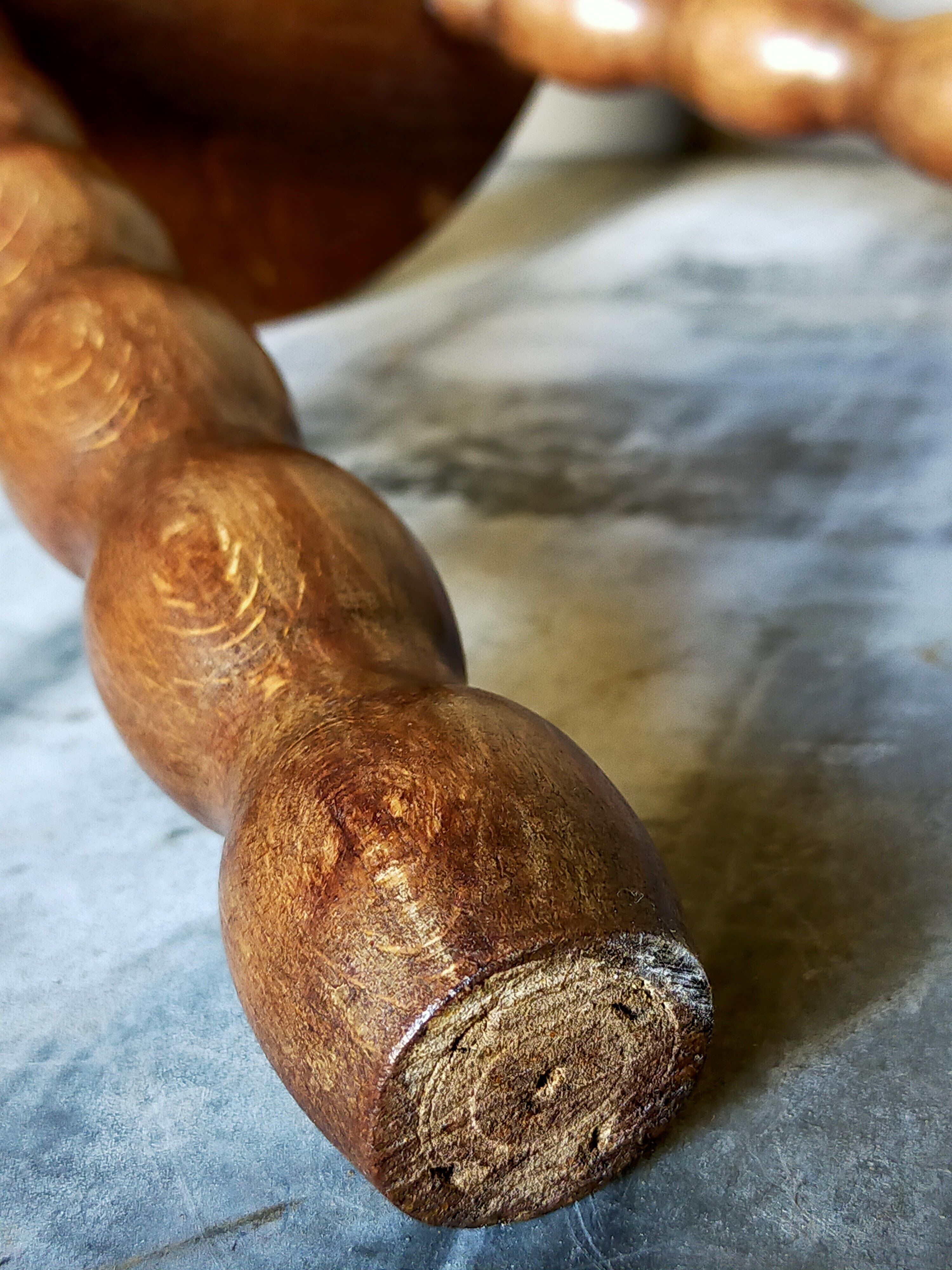 Vintage solid-turned wood tripod tripod