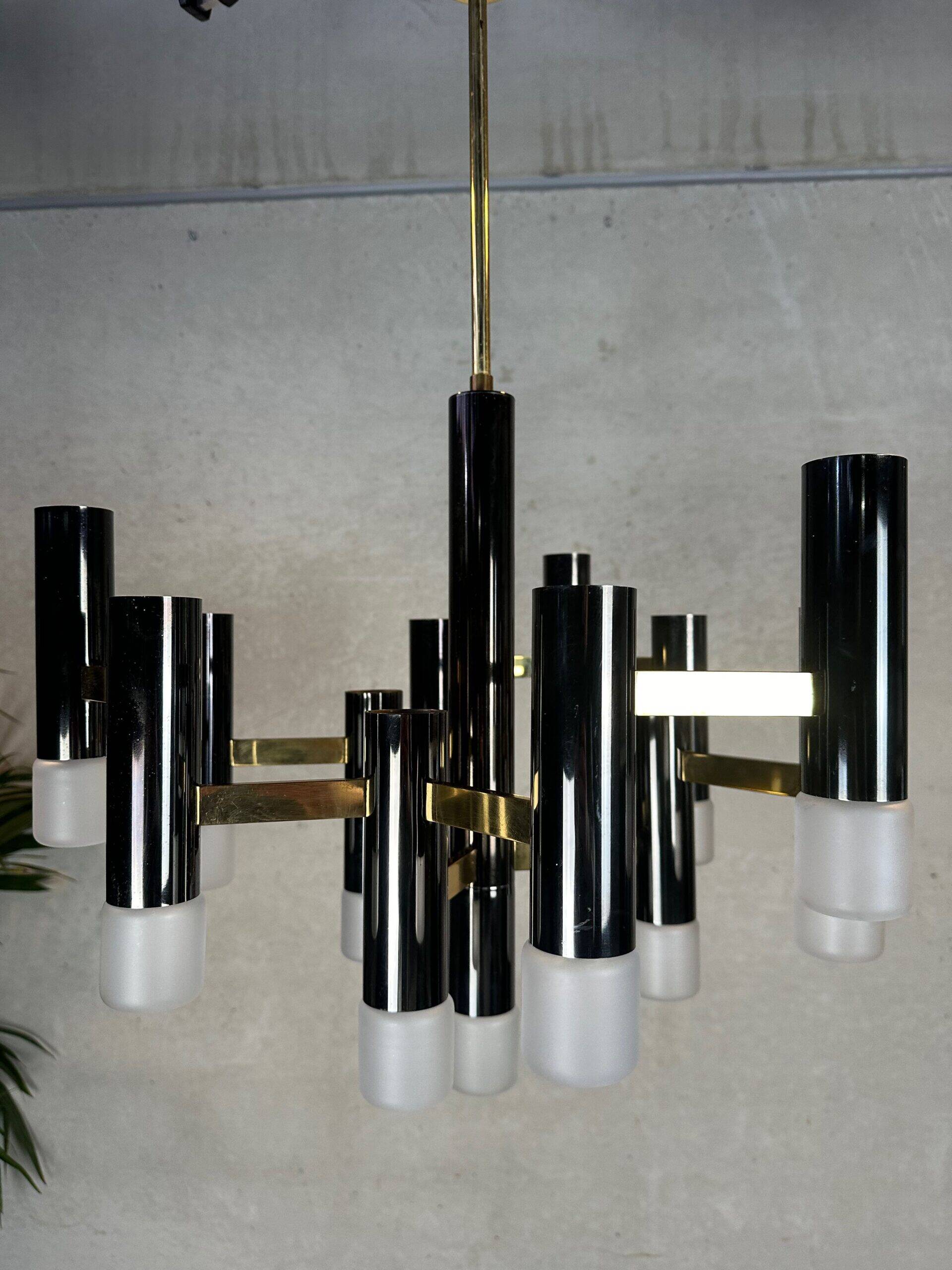 Vintage design 'hexagon' black & gold chandelier – Boulanger