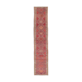 Hand-knotted rustic turkish red runner carpet 91 cm x 442 cm