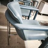 4 fauteuils Leolux modele Cachucha bleu ciel