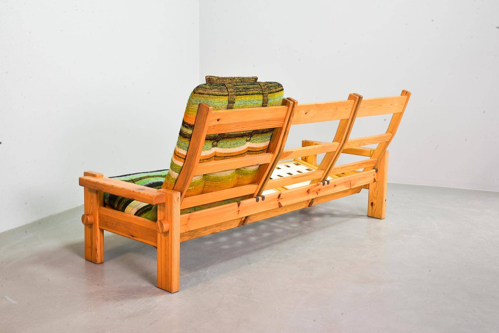 Rainbow Color Yngve Ekstrom Pinewood 3-Seat Dymling Sofa for Swedese 1970s