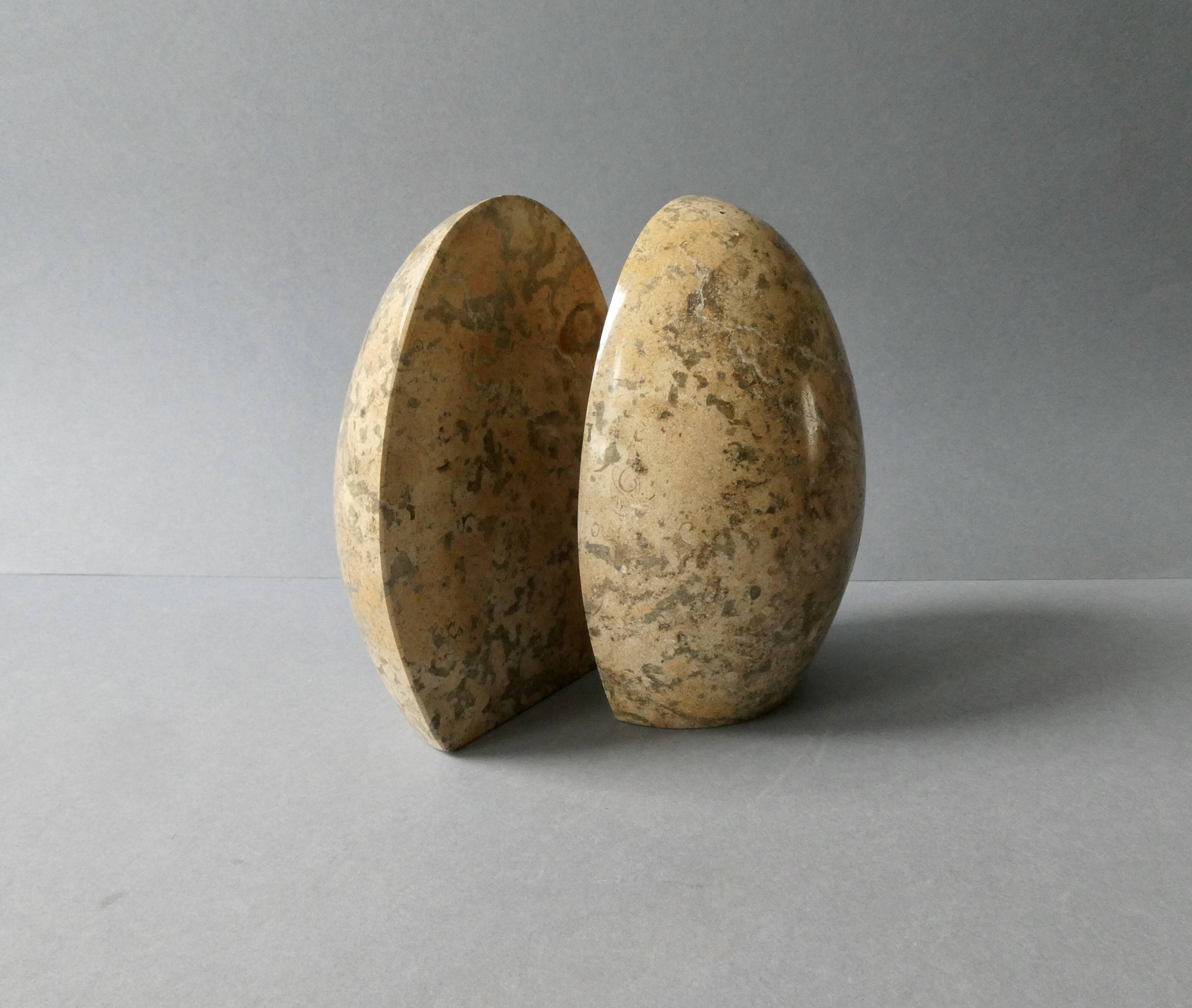 Marble bookends, egg shape