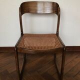 Series of 4 sleigh chairs in wicker, by Baumann