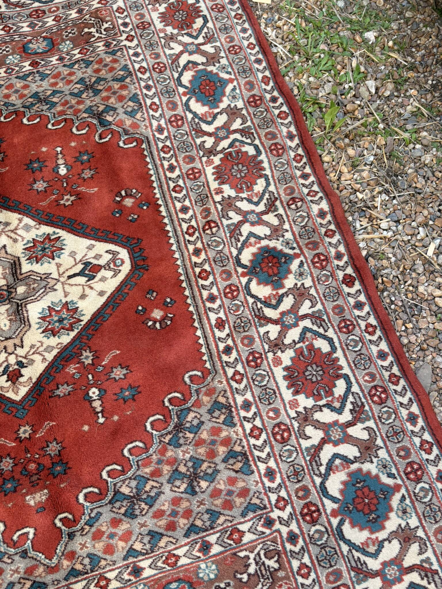 Anatolian Carpet Hand-Knotted Wool Turkey 200x170 Antique Vintage Oriental Red