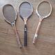 Series of 3 vintage wooden tennis rackets