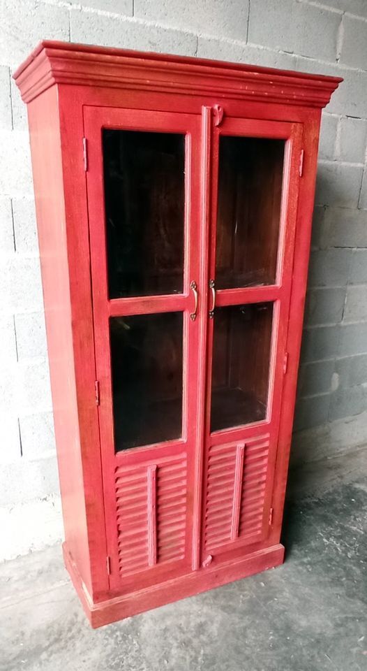 2-door red cabinet