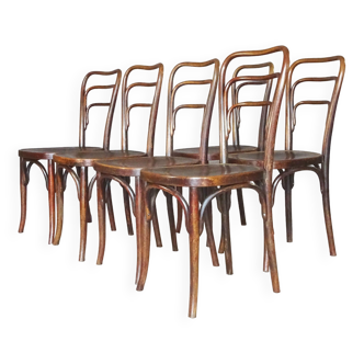 6 KOHN bistro chairs N°248-a- wooden seats - 1912, original condition -