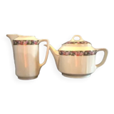 Duo teapot milk jug - floral headband and gilded edging KPM porcelain