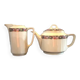 Duo teapot milk jug - floral headband and gilded edging KPM porcelain