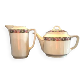 Duo teapot milk jug - floral headband and gilded edging KPM porcelain