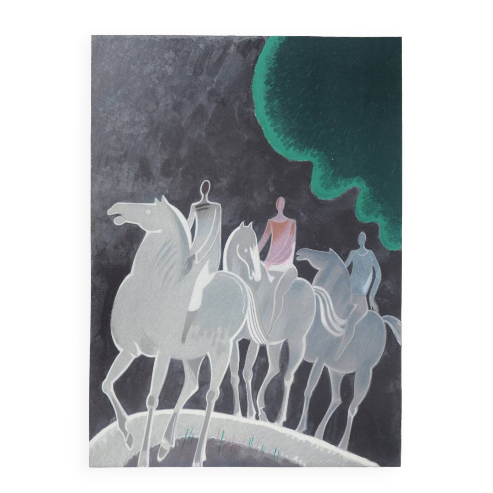 Albert zavaro: night walk - original signed lithograph