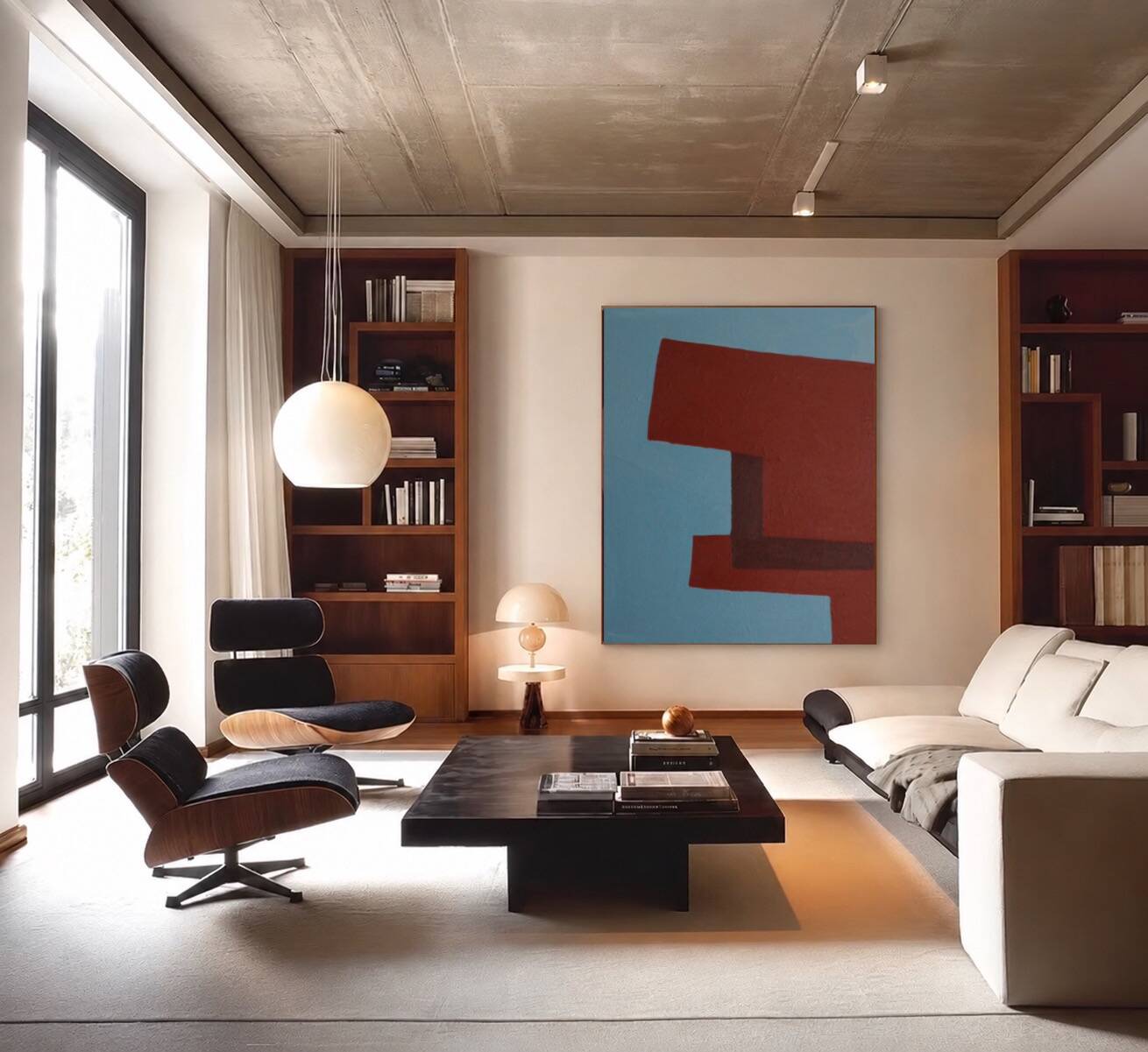 Abstract minimalist painting on stretched canvas 100x80cm