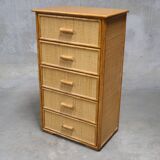 Vintage rattan chest of drawers